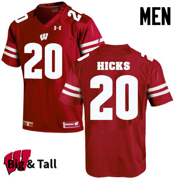 Wisconsin Badgers Men's #20 Faion Hicks NCAA Under Armour Authentic Red Big & Tall College Stitched Football Jersey NJ40U85KU